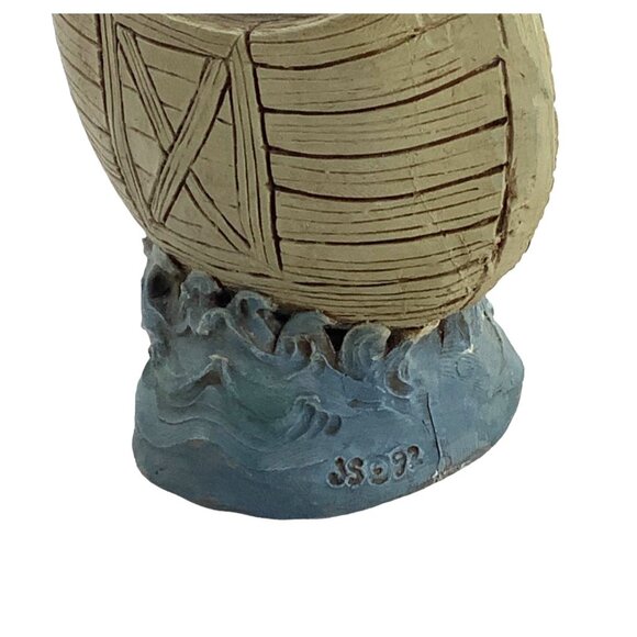 Vtg JS 1992 Noah's Ark Stacked Animals Nursery Primitive Decor RARE Earthenware - Picture 5 of 8